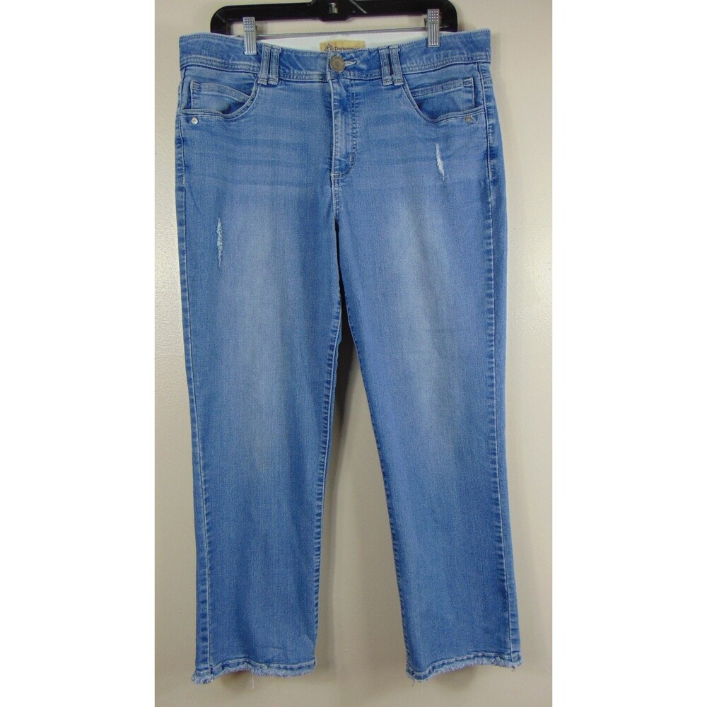 Democracy Ab Solution Jeans Womens 14 Blue Distressed Straight Leg Ankle Crop